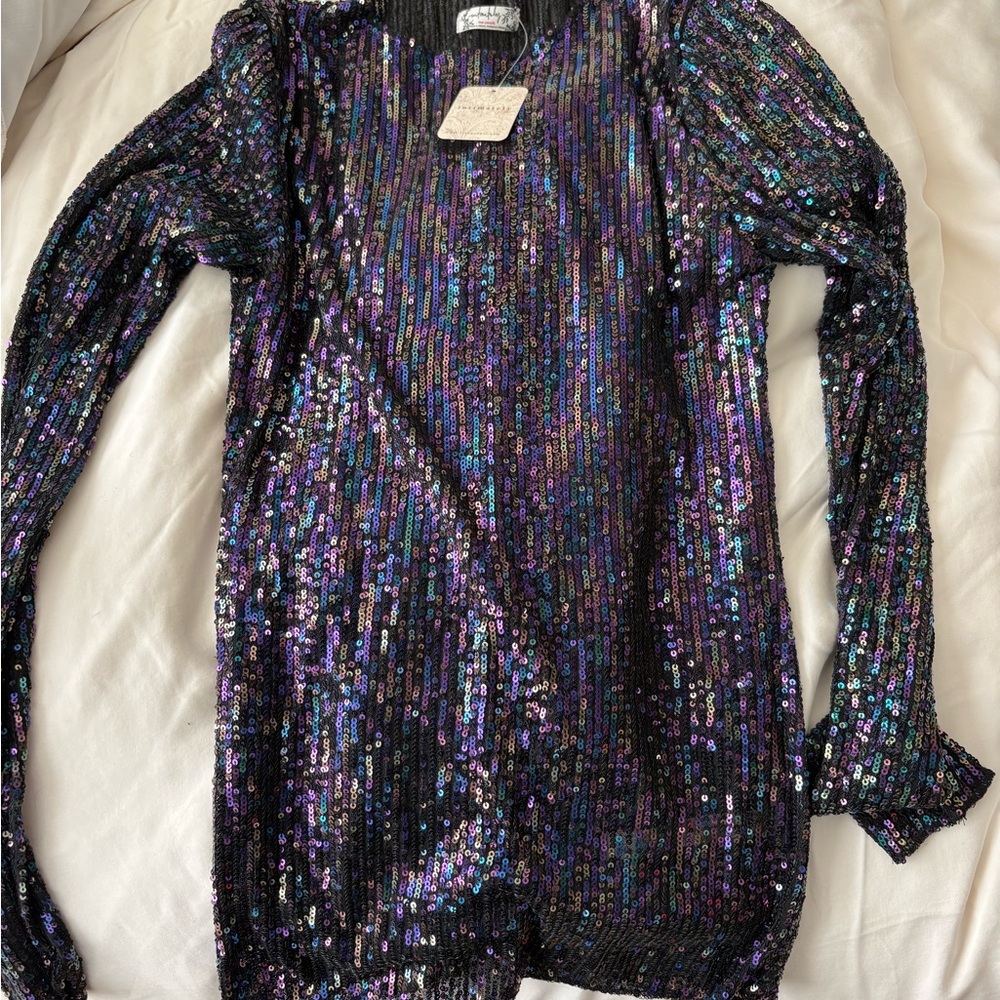 Free People Iridescent Sequin Blouse